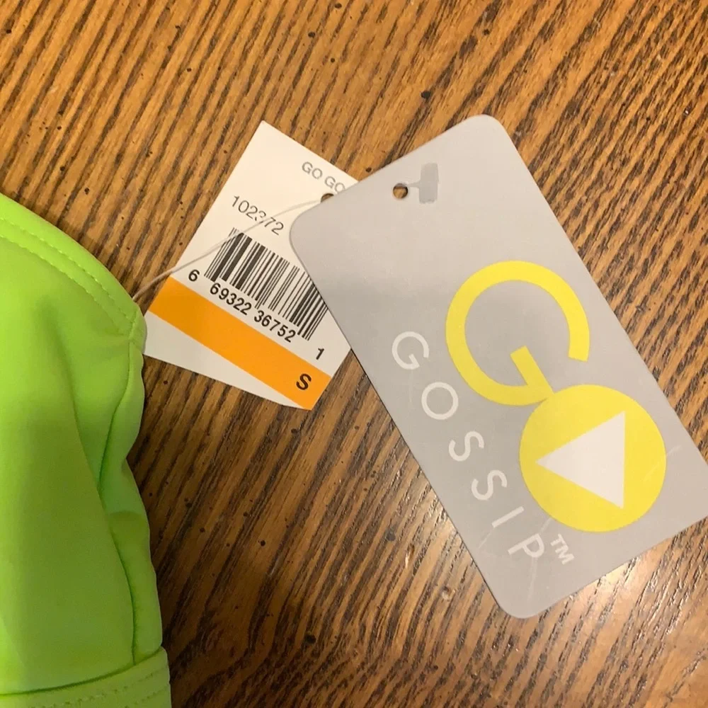 NWT Go by‎ Gossip Strappy Back Neon Green Swim Top